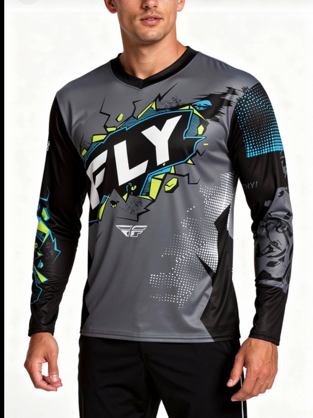 Fly Racing Grey Graphic Long Sleeve Jersey mountain biking dirt bike size small
